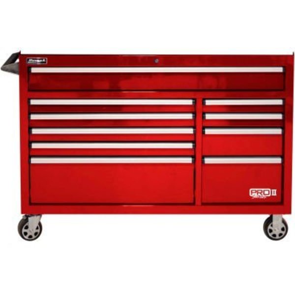 Homak Homak Pro II Series 54-1/2"W X 24-1/2"D X 39"H 10 Drawer Red Roller Tool Cabinet RD04054210